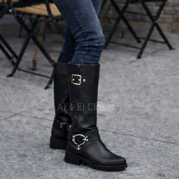 MICHAEL Michael Kors Shoes - Michael Kors Crosby Moto Boots Black Leather Biker Boots Size 7.5 M NWT